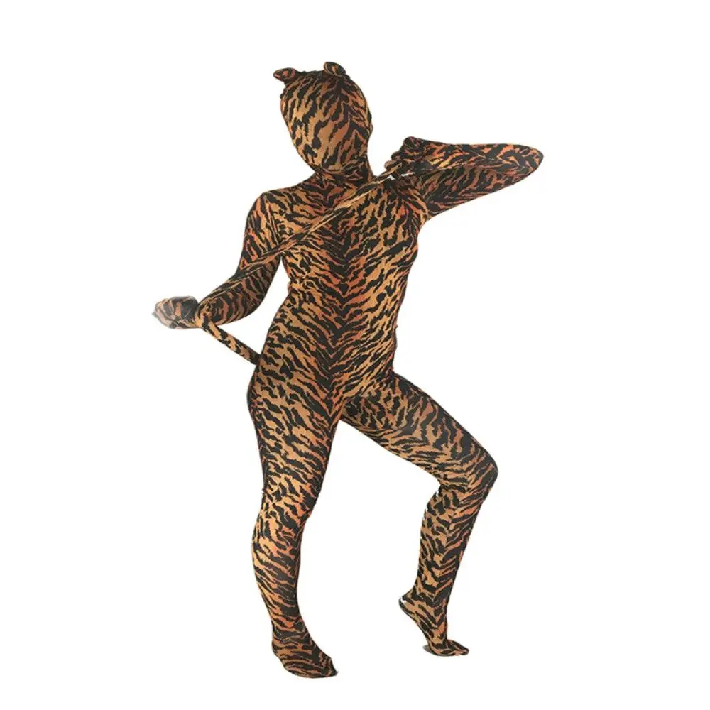 

Brand Custom Made full bodysuit Animal series Tiger pattern Spandex Zentai Adult kids Halloween Animal Cosplay Costume