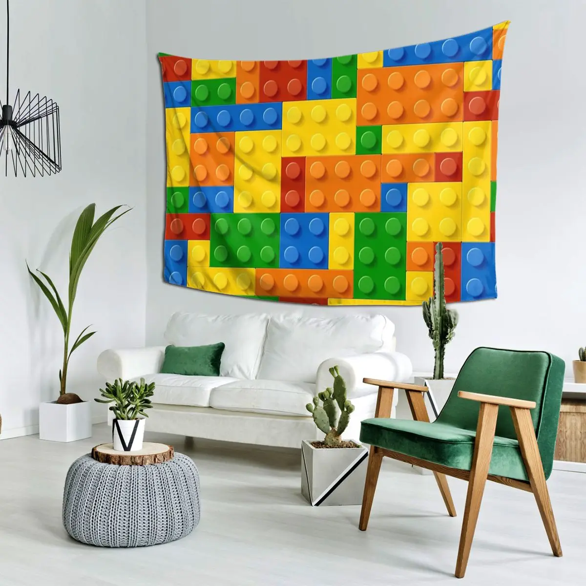 Building Blocks Construction Brick Tapestry Hippie Wall Hanging Aesthetic Home Decoration Tapestries for Living Room Bedroom