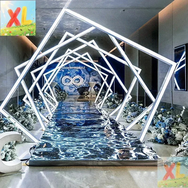 

Time Tunnel Arch Led Single-Sided Luminous Acrylic with Light Geometric Background Road Lead Wedding Props home accessories