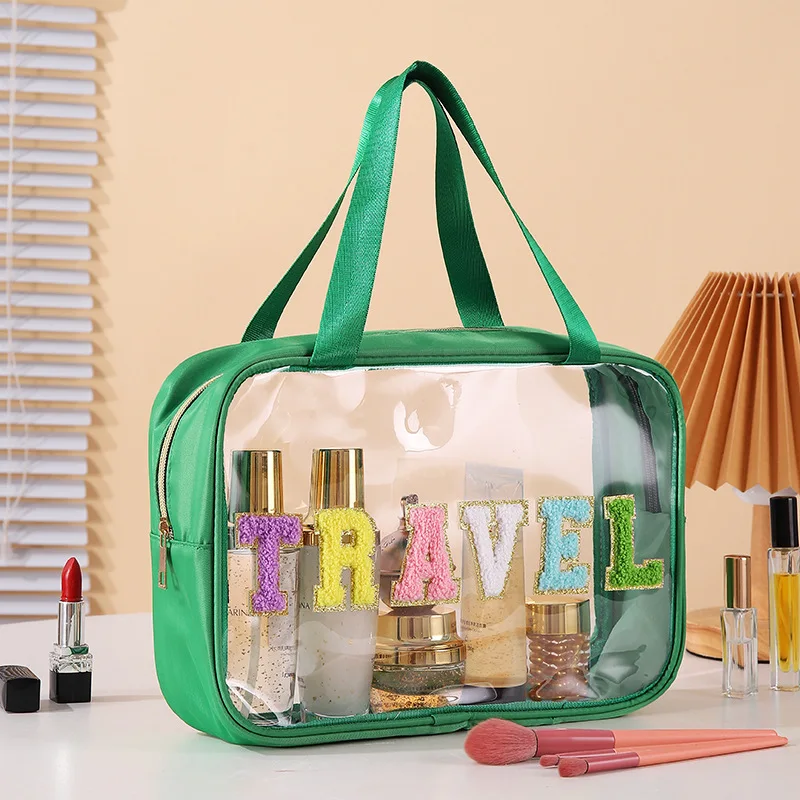 New Transparent Make Up Toiletry Bag PVC Waterproof Swimming Beach Bath Bags Portable Travel Wash Bag PU Leather Cosmetic Case