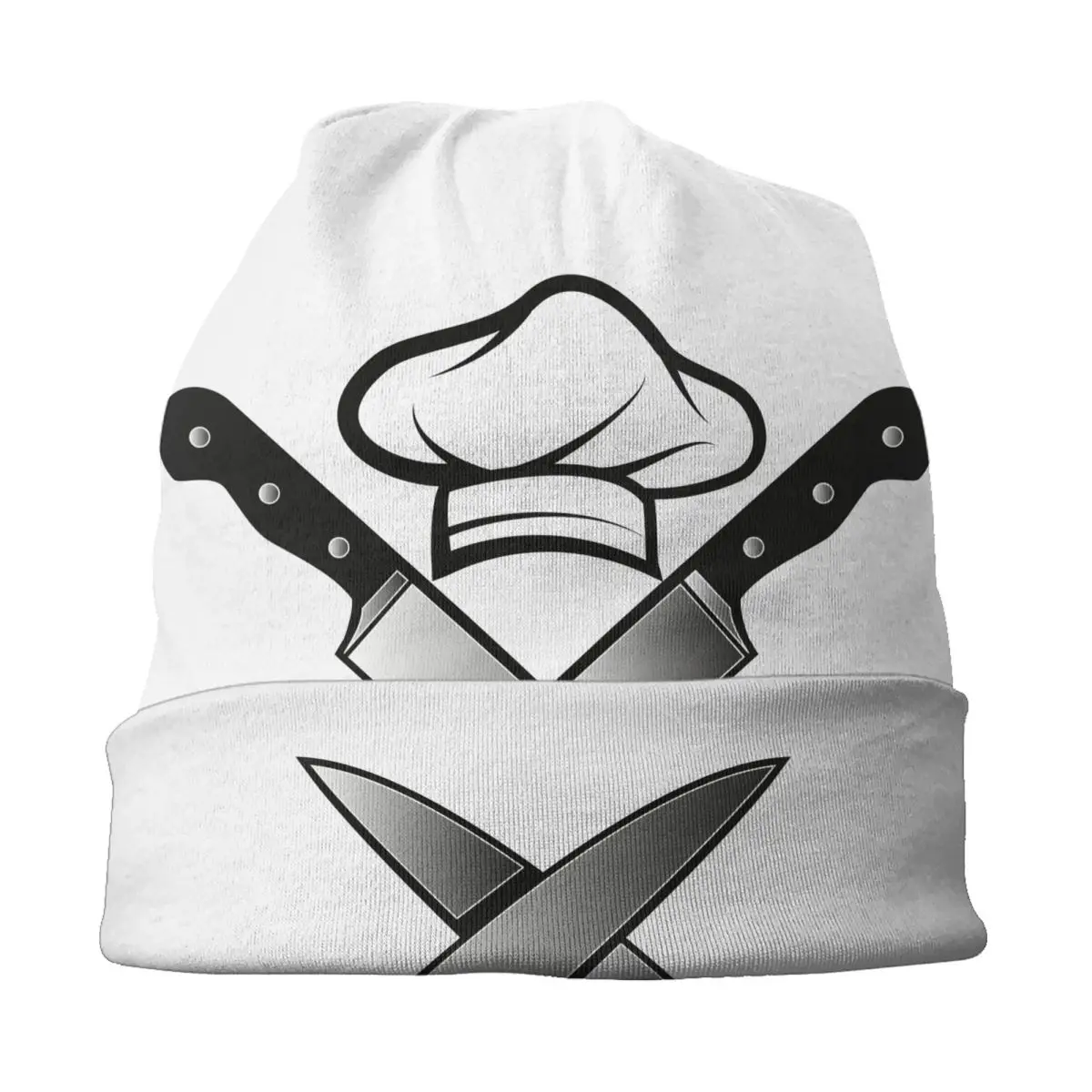 Custom Funny Cooking Skull Knife Chef Bonnet Hat Knitting Hats Men Women Fashion Unisex Adult Winter Warm Beanies Cap