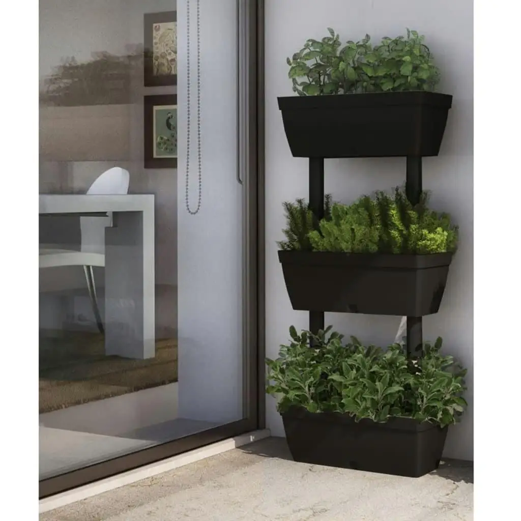 Set of 3 Anthracite Garden Planters - 39.4 inch Outdoor Flower Pots