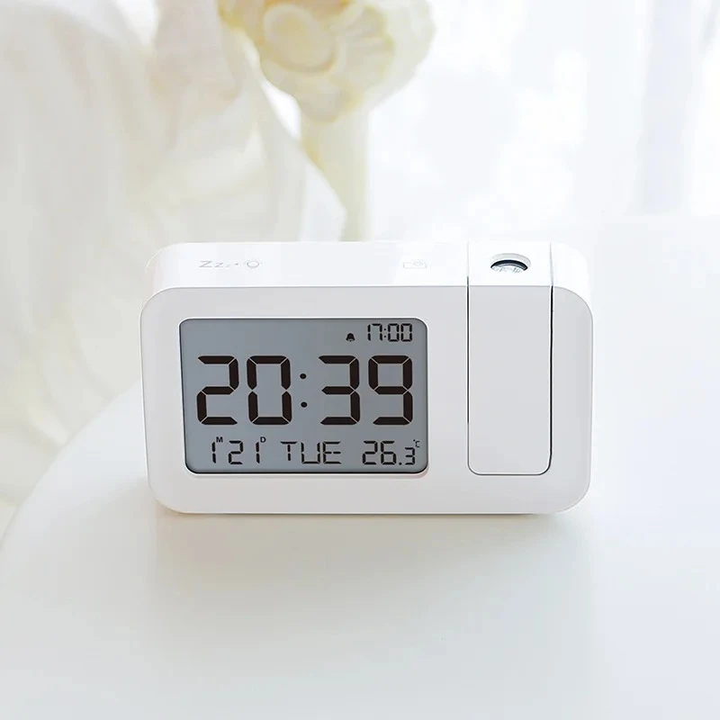 Rechargeable LED Digital Projection Alarm Clock with USB Charger 2025 for Office Bedroom Bedside Desktop Use