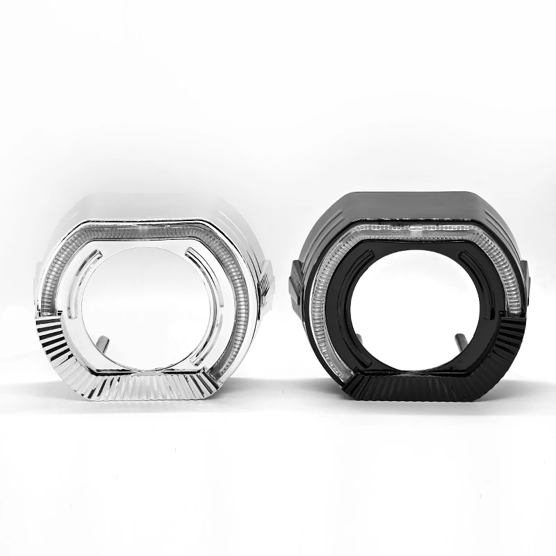 

2Pcs 2.5/3Inch Bm Sport Led Black Shrouds Square Guide Angel Eyes Car Styling Drl Halo Ring for Bi-Xenon Bi-Led Lens Projector