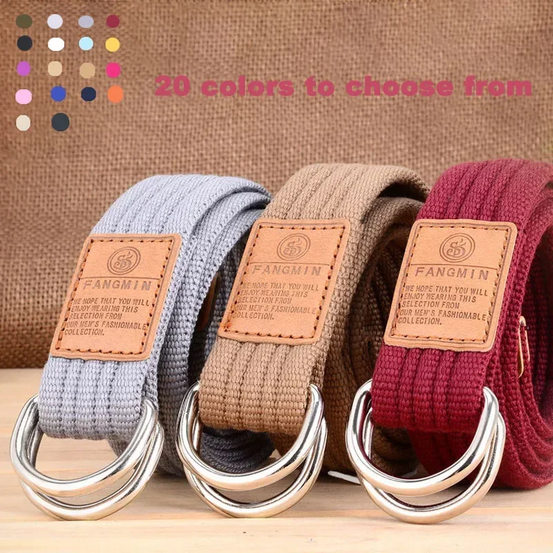 

Colorful Canvas Double Ring Buckle Belt Women's Casual Fashion Simple Wild Jeans Nylon Braided Tactical Belt Men's Gothic Boho