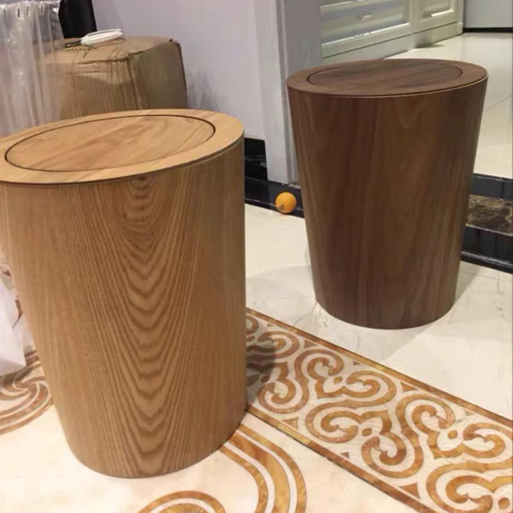 Garbage Can Wood Hotel Bedroom Toilet Trash Rubbish Bin Wastebasket