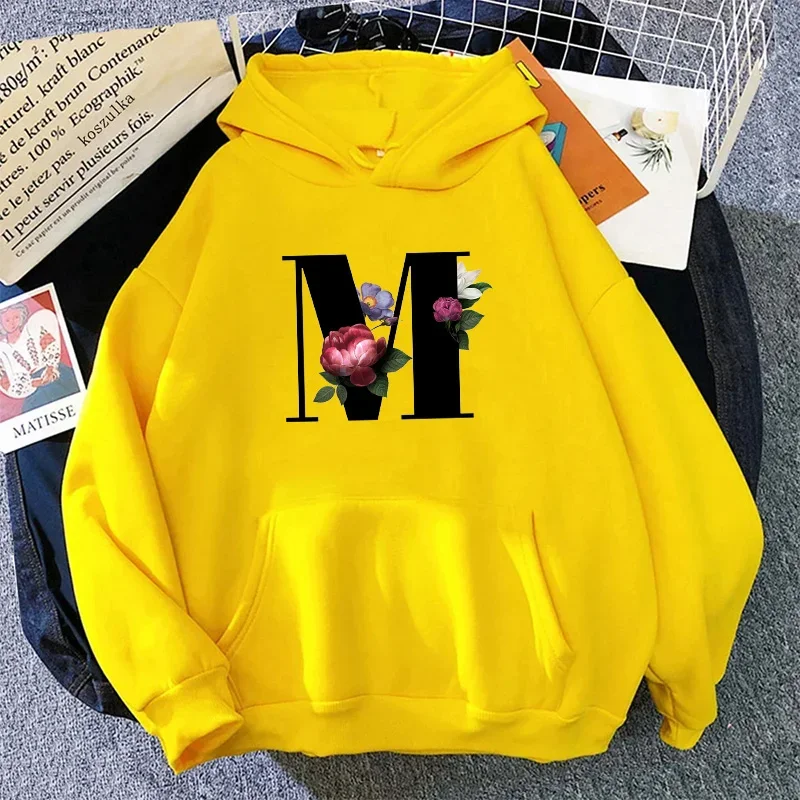 Moda feminina hoodies letras casuais A-Z impressão moletom roupas esportivas ao ar livre jogging mulher roupas amarelo topos y2k