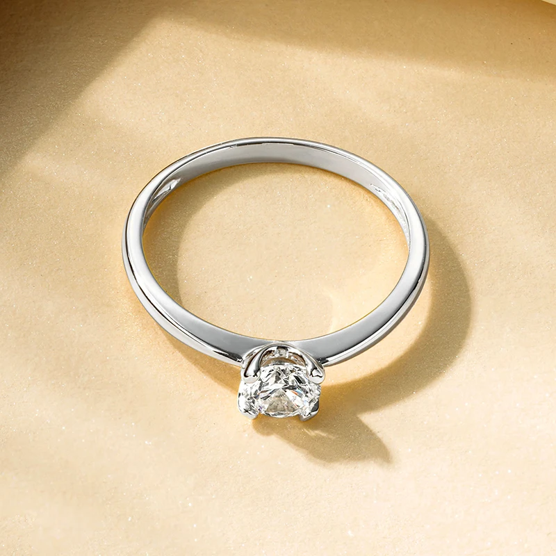 Rrjzz Runder Solitär-Moissanit-Diamant-Verlobungsring in Silber- und Goldfarbe, Zeitlose Eheringe für Frauen, Leichterer Schmuck – Detail 14
