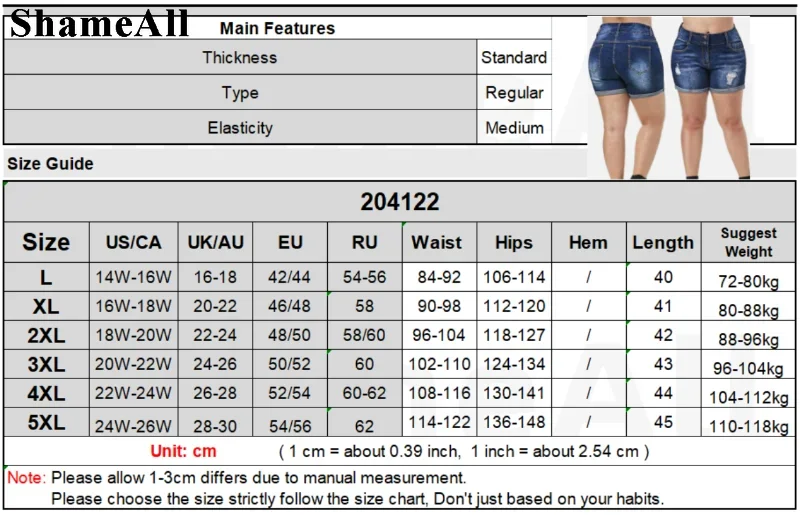 Plus Size Streetwear Push Up Slim Hip Cuffed Short Jeans 3xl 4xl Summer Korean Holes Women Ripped Casual Denim Shorts