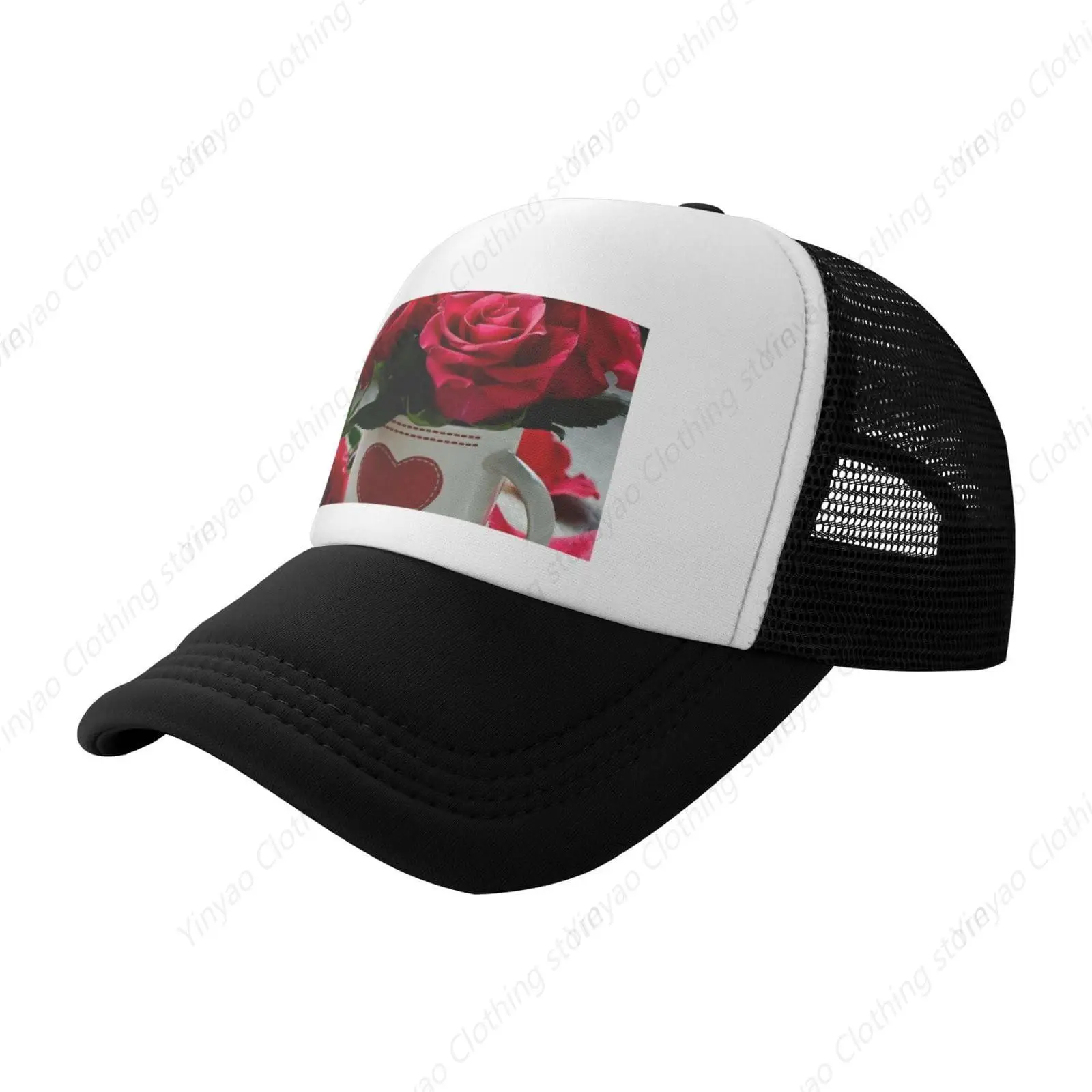 

Rose Flower Square Black Mesh Baseball Cap Sun Visor Hat Womens Men,Sun Hats Sport Cap Trucker Hat