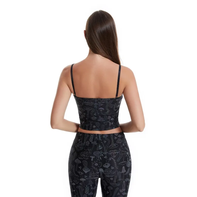 الفطر طباعة عاكس صديرية دائرية المرأة الكورية نمط موضة كامي قبالة الكتف Bodycon المحاصيل القمم الشارع الشهير نادي الخروج القمم