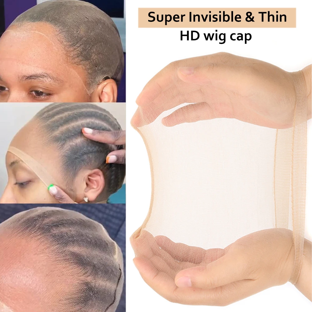 10/20Pcs Invisible Hd Wig Cap Thin Stocking Cap Nylon Stretch Mesh Hd Wig Caps Hair Net For Weave Sheer Hd Wig Cap For Wig