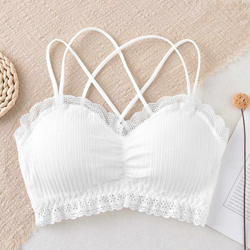 Sexy Bra Tube Top Lace Bralette Women Crop Top Female Sexy Lingerie Beauty Back Intimates Crop Top Seamless Padded Underwear