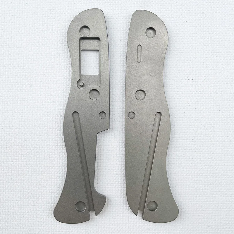 1Pair Titanium Alloy Handle Scales With Square Holes for 111MM Swiss Knife Patch with Slots for Toothpick Tweezers Accessories