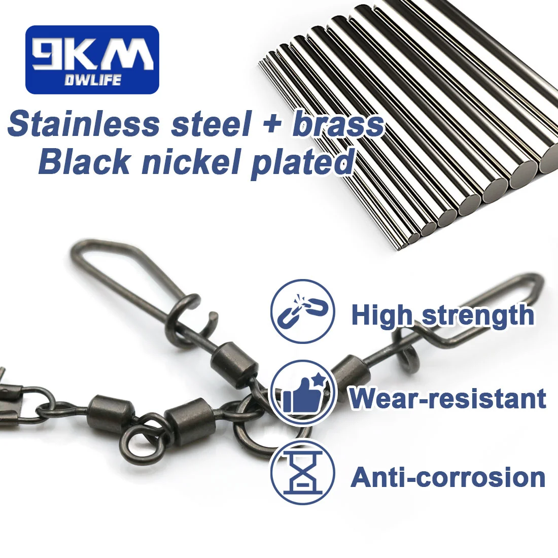 9KM giratorios de 3 vías 5 ~ 20 piezas conector de Clip a presión de calamar plataforma giratoria de agua salada accesorios de aparejos de agua dulce - imagen 2