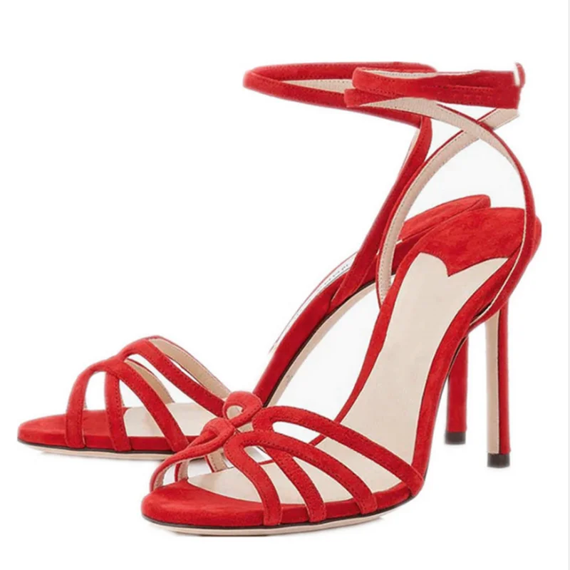 FHC European Sexy High Heeled Sandals,Women Summer Heels,Stage Show Shoes,Peep Toe,Female Footware,Ankle Cross Straps,Custom