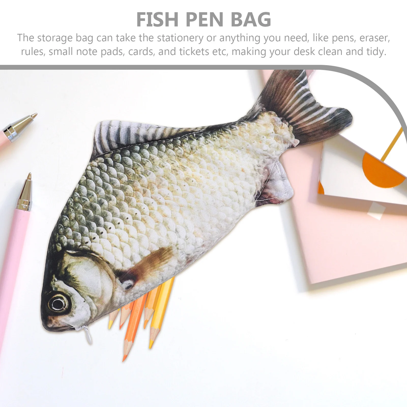 Simulation Fish Pencil Bag Large Capacity Stationery Organizer Pen Pouch Fish Coin Purse For School Office Storage