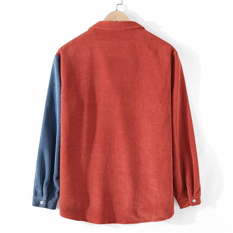 Autumn New Cargo Corduroy Men Long Sleeve Casual Patchwork Pocket Men's Shirts High Quality Overshirt Blouses Male Clothing