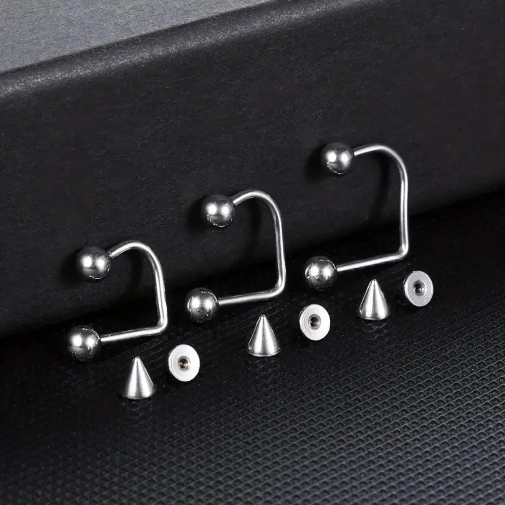 1 زوج من 16 جرام الفولاذ المقاوم للصدأ الشفاه مونرو ميدوسا الأذن ثقب الكرة مخروط ليبي حلقة Labret U-شكل حلقة ثقب المجوهرات 8 مللي متر 10 مللي متر