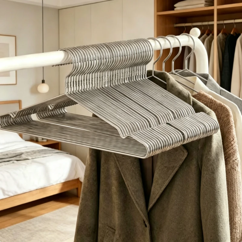 10/20/50PCS Heavy Duty Stainless Steel Hangers, 16.5 Inch Ultra Thin Space Saving for Clothes Wardrobe, Polished Metal Hangers image 3