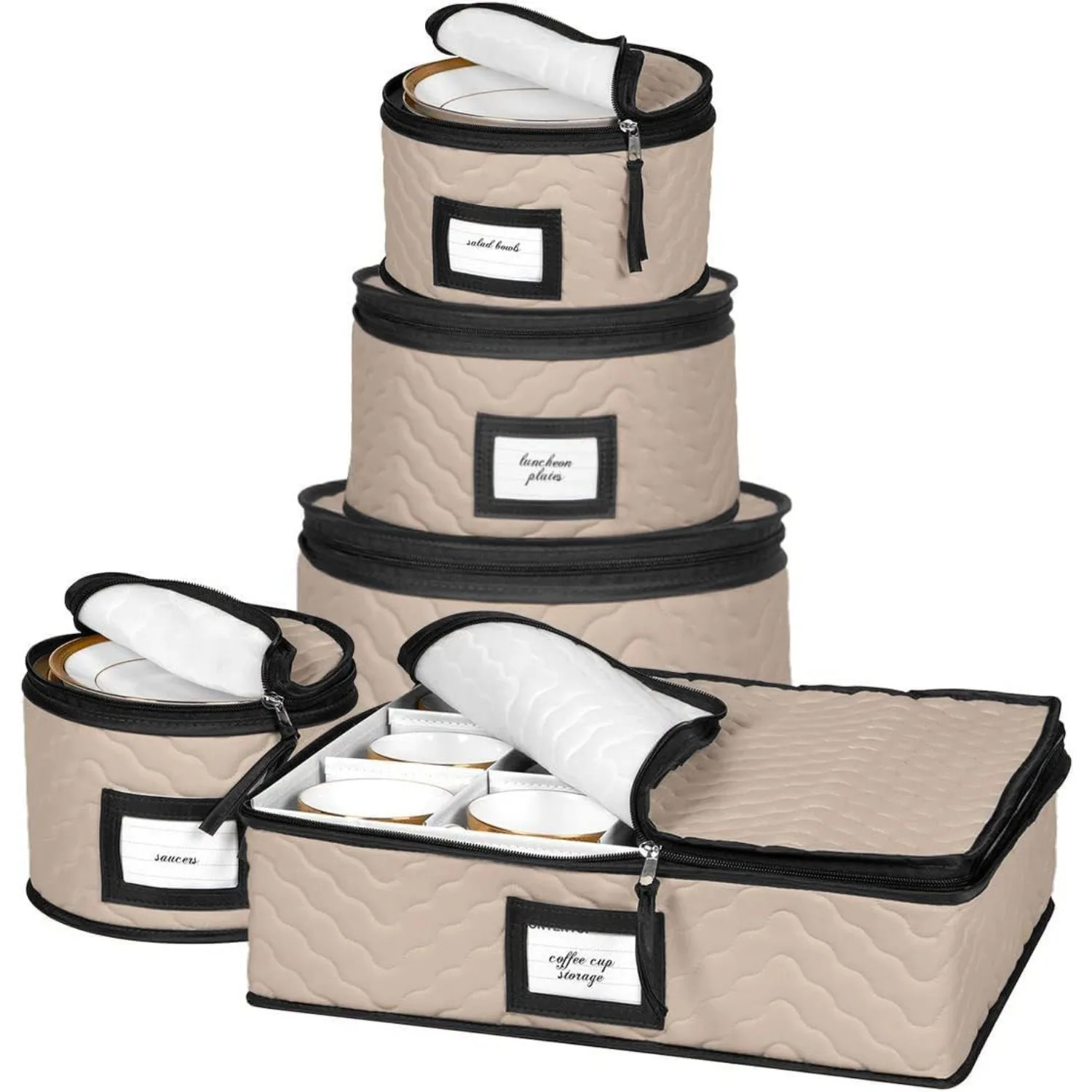 

China Storage Containers 5-Piece Set Moving Boxes for Dinnerware, Glasses, Plates, Mugs and Saucers Sturdy Quilted Microfiber