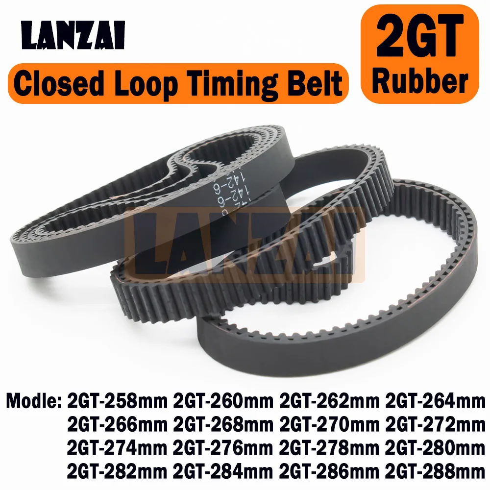 

LANZAI 2GT Rubber Timing Belt Closed Loop C=258 260 262 264 266 268 270 272 274 276 278 280 282 284 286mm W=6/10/15mm 3D Printer