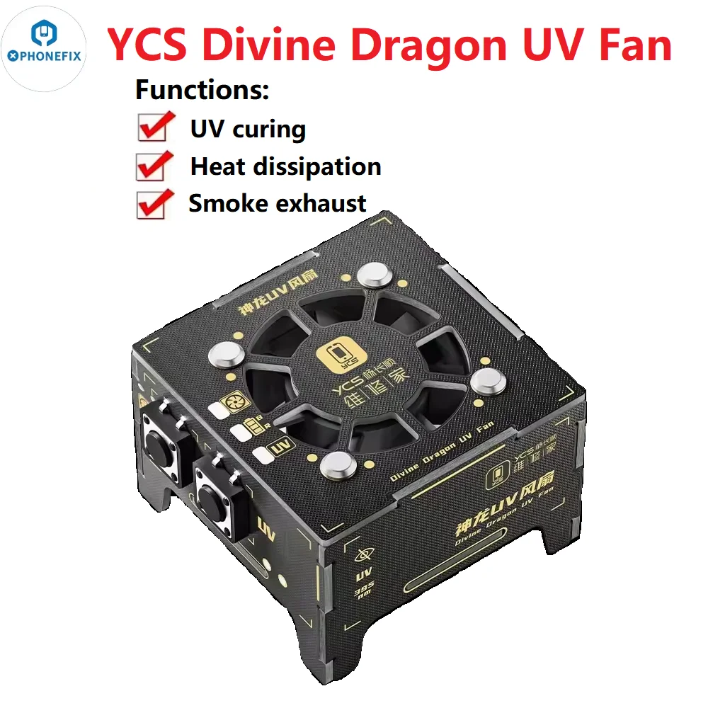 YCS Divine Dragon UV Fan 1W Speed 3-Second Cooling For Mobile Phone Repair Fast Curing Cooling Heat Dissipation Smoke Exhaust