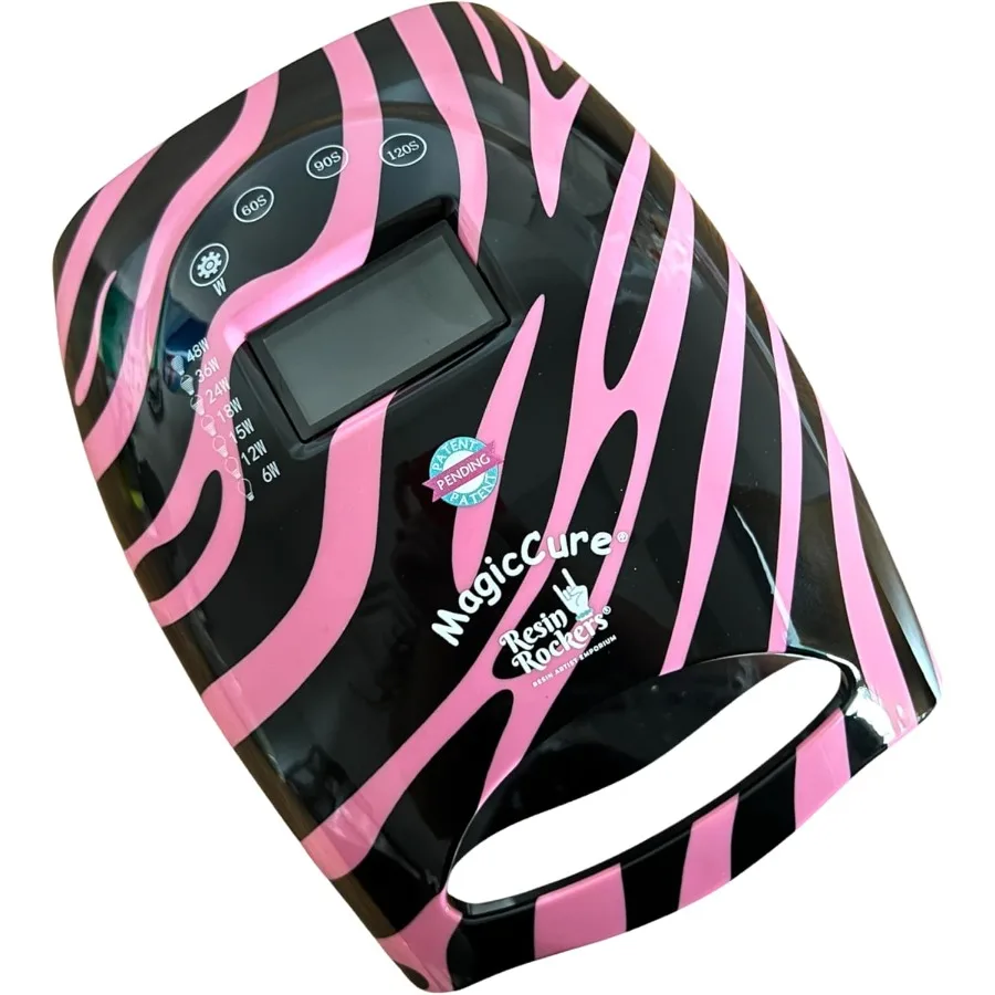

Resin Rockers Portable LED UV Resin Lamp Cordless Rechargeable Adjustable Wattage LCD Timer 360 Cure Pink Zebra