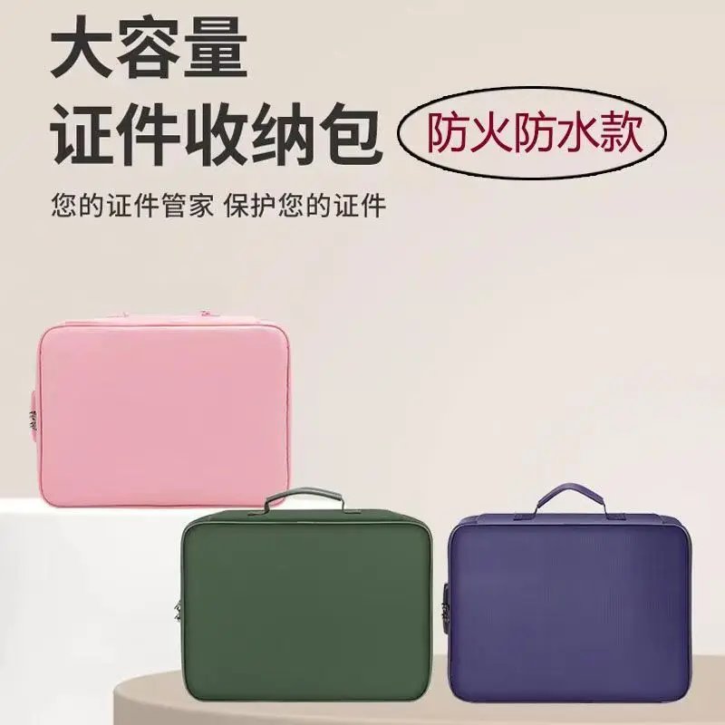 Document Storage Bag Household Password Lock Data Files Passport Multi-layer Organization Waterproof Fireproof