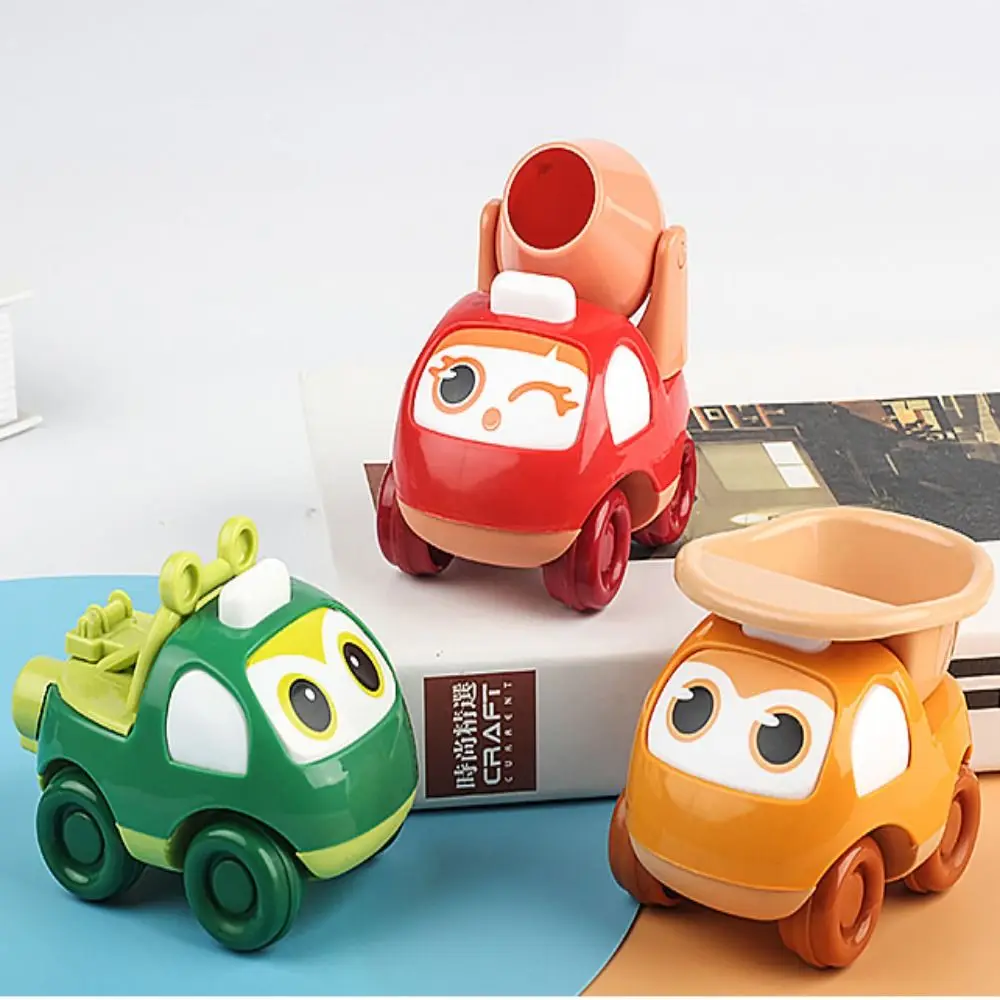 Carro de desenho animado de plástico durável, sem bateria, misturador deslizante de inércia, caminhão basculante, trator, brinquedo, design fofo, veículo de engenharia
