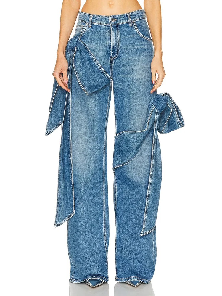 

Джинсы VGH Retro Waed прямого кроя, свободные, с узловой отделкой, с высокой талией, из денима, винтажные, женские брюки