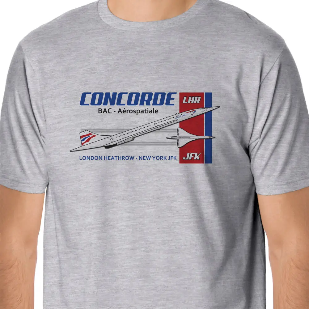 

Concorde London heathrow New York JFK Retro Flight T-Shirt New 100% Cotton Short Sleeve O-Neck Casual Mens T-shirt Streetwear