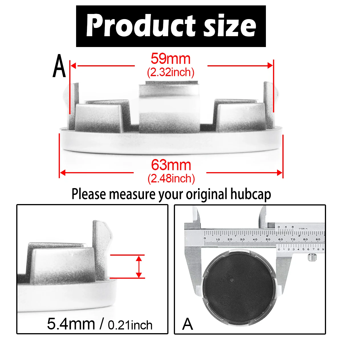 DewFlew 2/4Pcs Outer 63mm(2.48) Inner 59mm(2.32