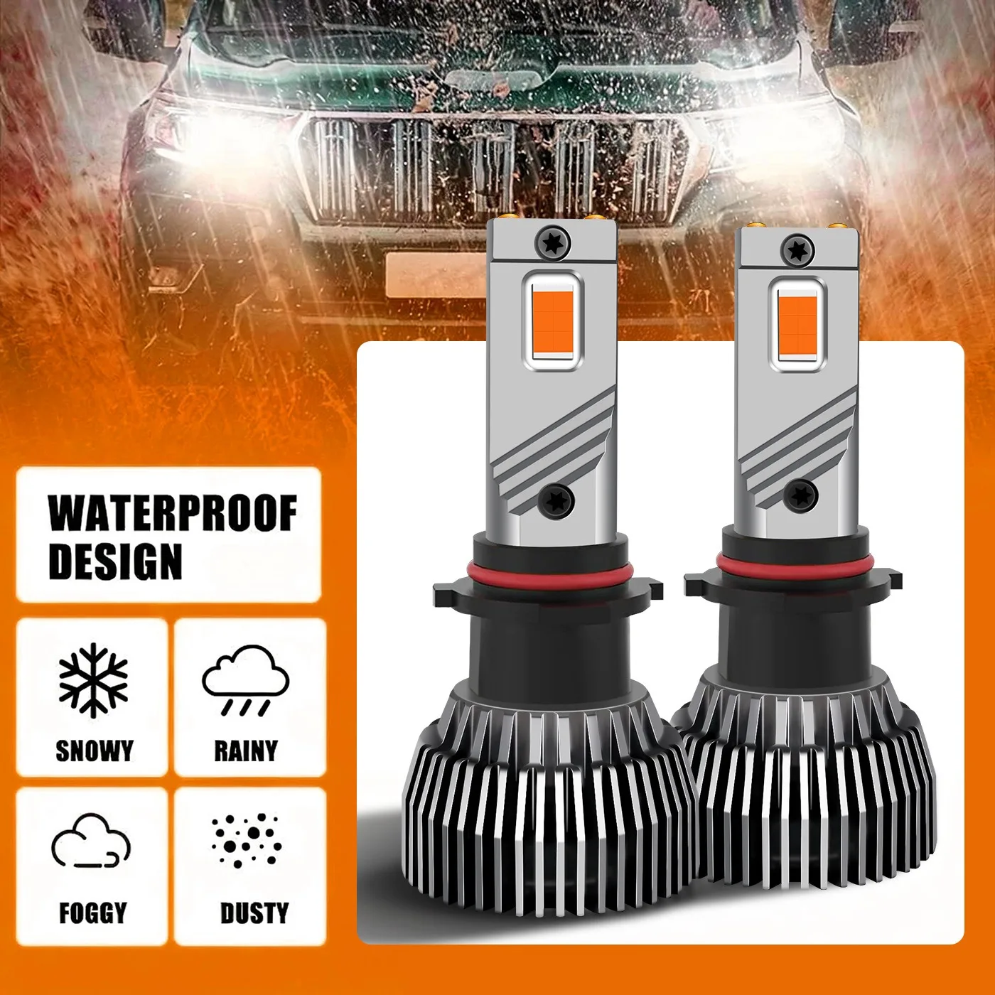 

Светодиодные лампы H1 H3 H7 для фар 12В 65Вт 2000К, комплект для модернизации противотуманных фар янтарного цвета