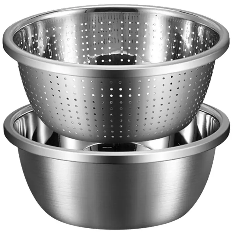 Microporous Colander Capacity With Mixing Bowl For Washing Vegetables, Fruit And Rice And For Draining Cooked Pasta New