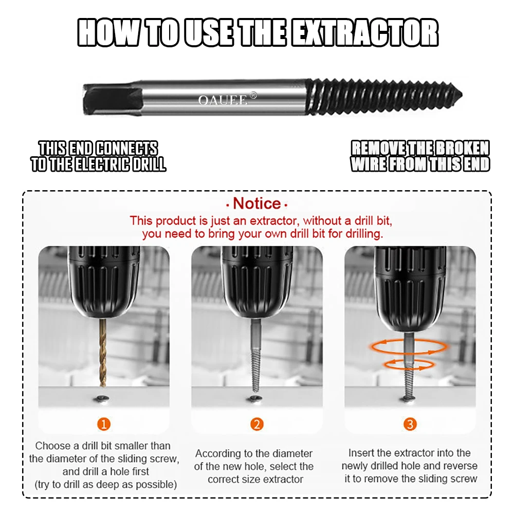 Juego de brocas extractoras de tornillos, juego de brocas para mano izquierda, removedor de pernos, herramienta de broca inversa para pelar