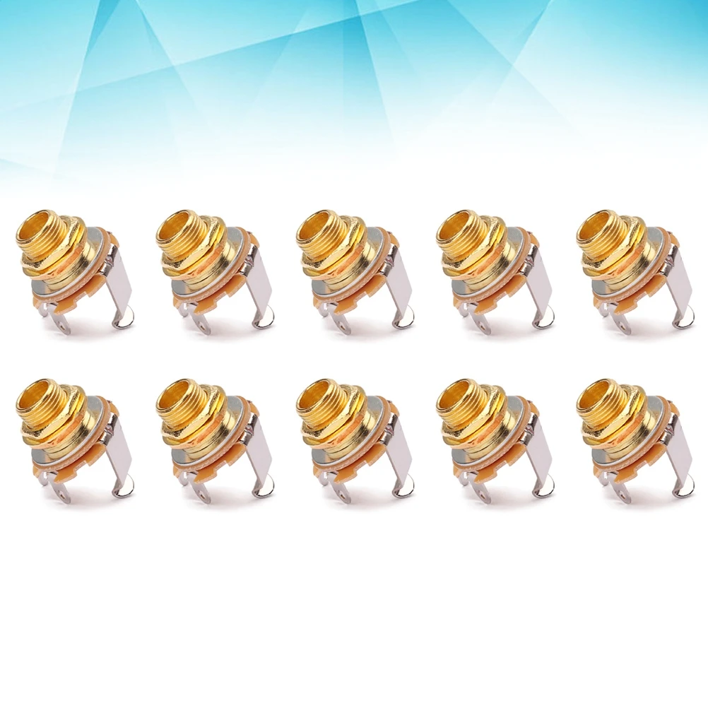 

10 PCS Golden Jack Easy Installation Guitar Socket Connector Output Bass Replacement Parts Input Endpin Female