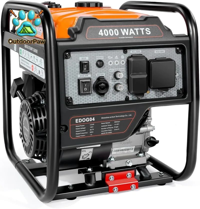 4000 Watt Generators Portable Gas Generator Inverter Quiet for Home and Camping