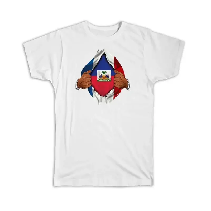 Haiti French Flag Chest Haitian T shirt