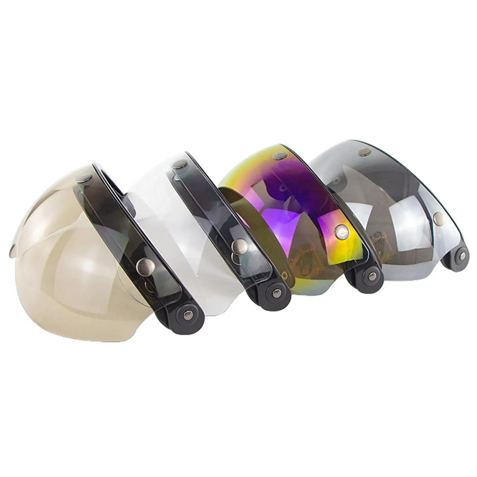 

Injection Molded PC Lens Flip Up Bubble Visor 3 Snap Motorcycle Helmet Accessories for Open Face Helmets