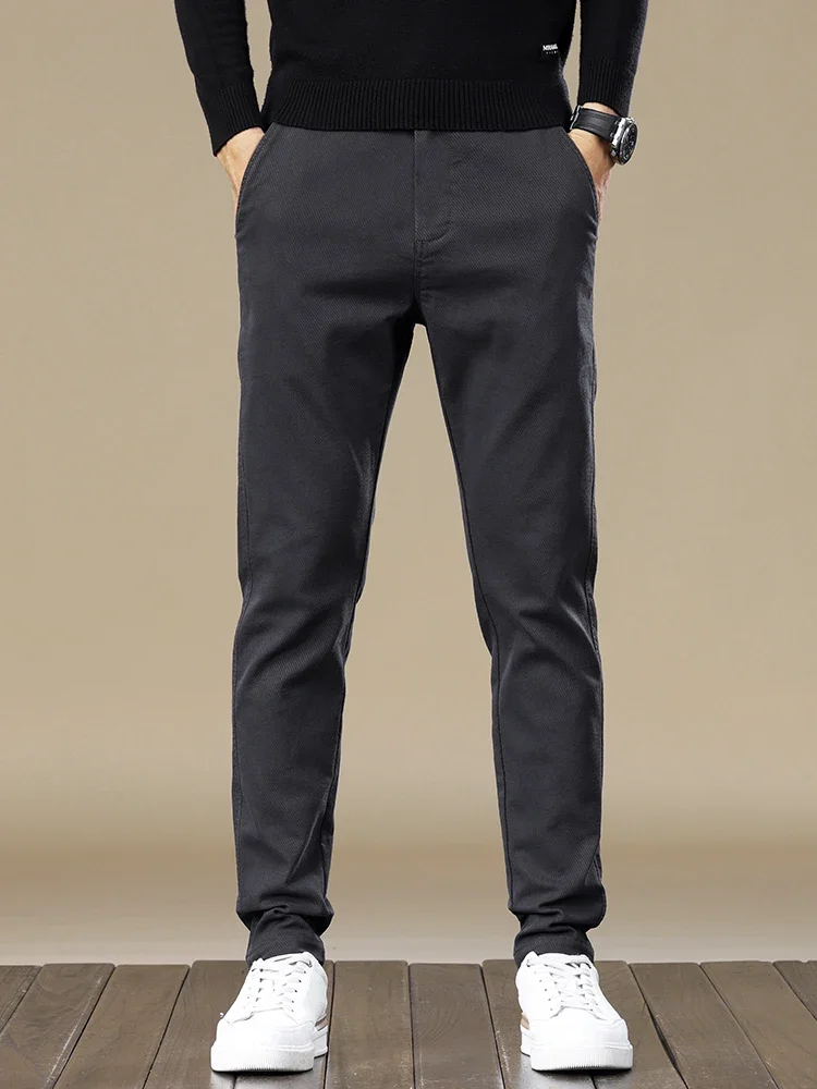 Pantaloni casual slim coreani alla moda Pantaloni comodi elastici dritti da uomo nuovi da lavoro Caffè Grigio Nero Abbigliamento maschile classico
