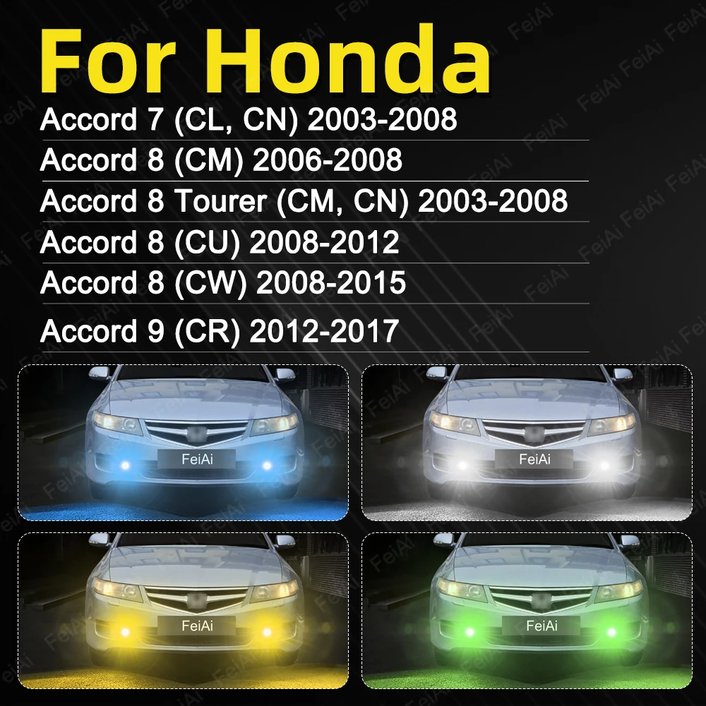For Honda Accord Front Fog Lights LED Bulb Accord 7 8 9 7th 8th 9th Gen Accessories 2003-2008 2009 2010 2011 2012 2013 2014-2017