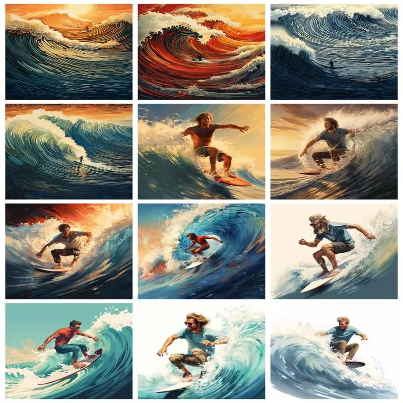 

GATYZTORY Coloring By Number Ocean Wave Scenery Kits Painting By Number Surf Modern Drawing On Canvas HandPainted Art Gift