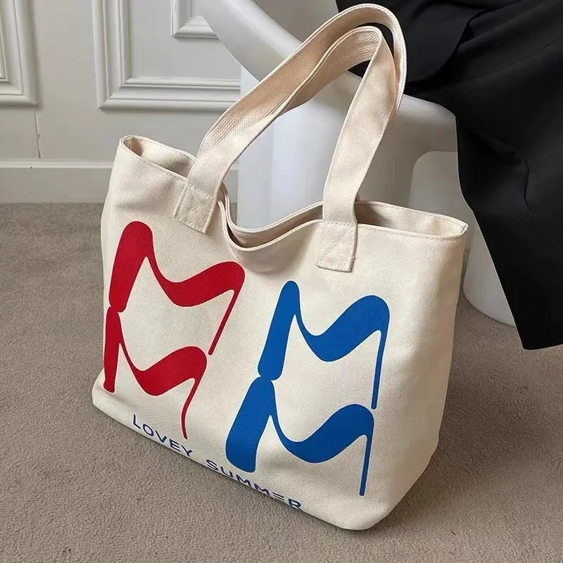 2023 New Fashion Canvas Tote Bag per le donne borsa per la spesa riutilizzabile di grande capacitร borsa a tracolla Casual di alta qualitร Totes