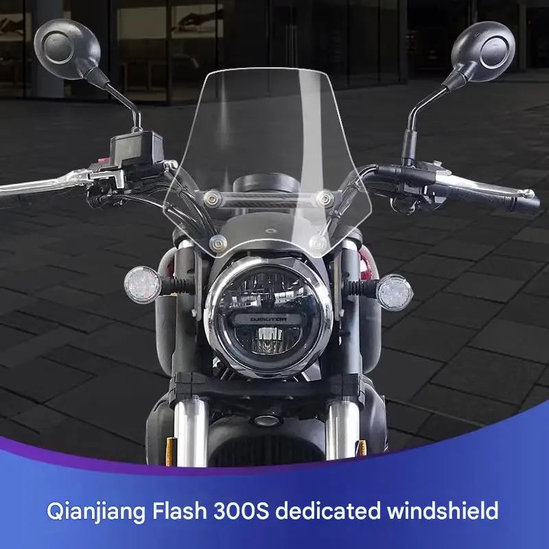 FOR QJMOTOR Flash 300 Vintage Mini Windshield Upgrade Parts with Special Phone Holder for Enhanced Riding Experience Perfect Fit
