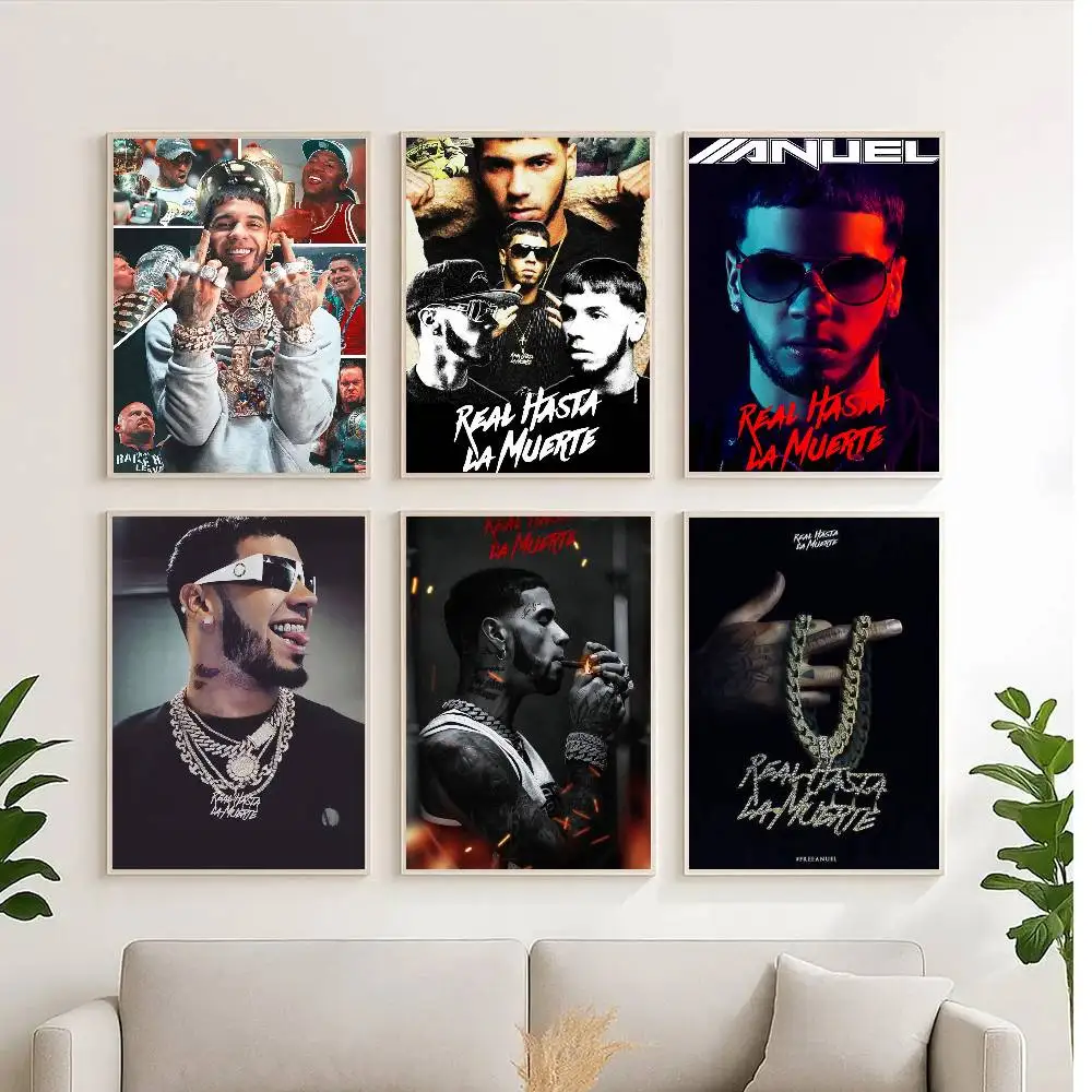 1 szt. Plakat z listą utworów Anuel AA Real Hasta La Muerte, wysokiej jakości druk, wodoodporny, naklejka ścienna do baru, salonu, dekoracja, prezent