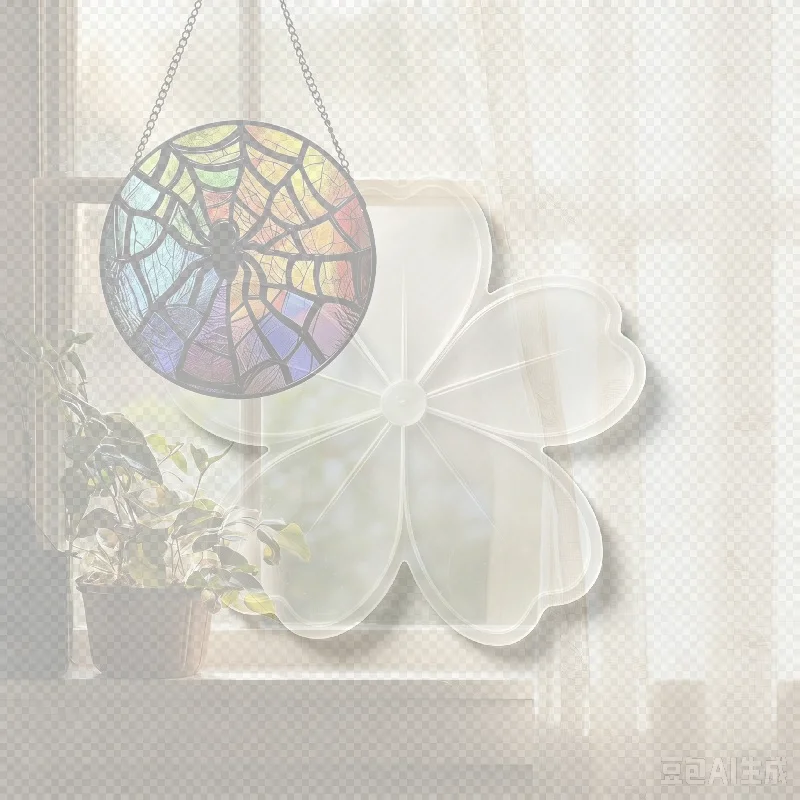 Stained Glass Pumpkin Suncatcher Cute Halloween Ghost Design Hanging Window Ornament for Party Porch Yard Decoration Gift