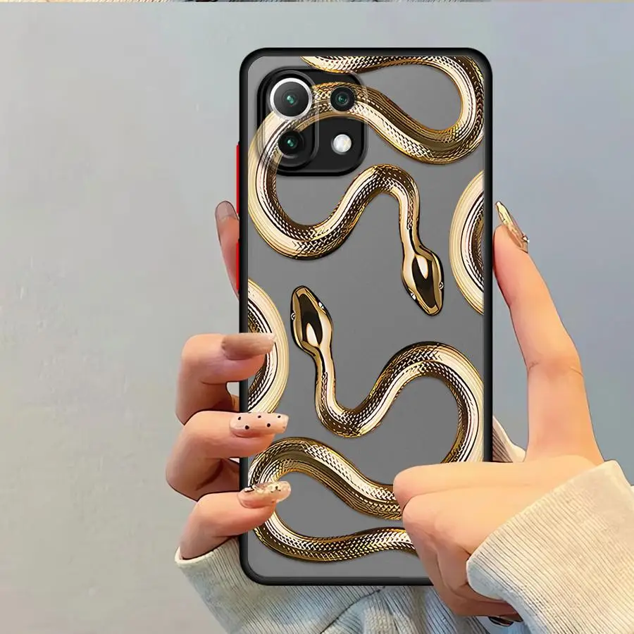 Casing untuk Xiaomi Mi 13 11 Lite 12x 12T 11T 10T 14 13 Pro Penutup Belakang Ponsel Mewah Motif Ular
