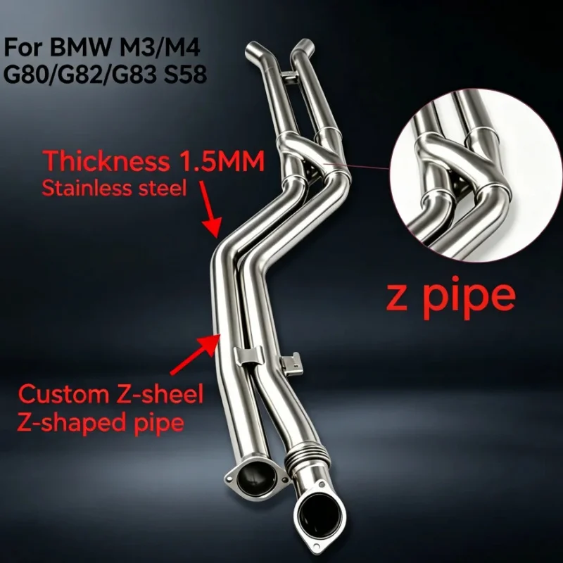 Factory Direct 1.5mm Thick Equal Length Mid Pipe Z Pipe for BMW M3/M4 G80/G82/G83 S58 3.0T 2021-2024 System