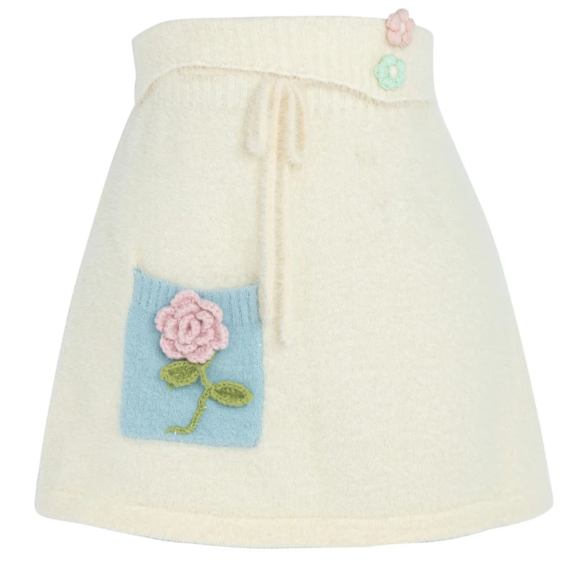 2025 Spring and Autumn New Cute and Fun Multi-color Student Women's Jacket Hooded Casual Sweatshirt Beige Knitted Short Skirt